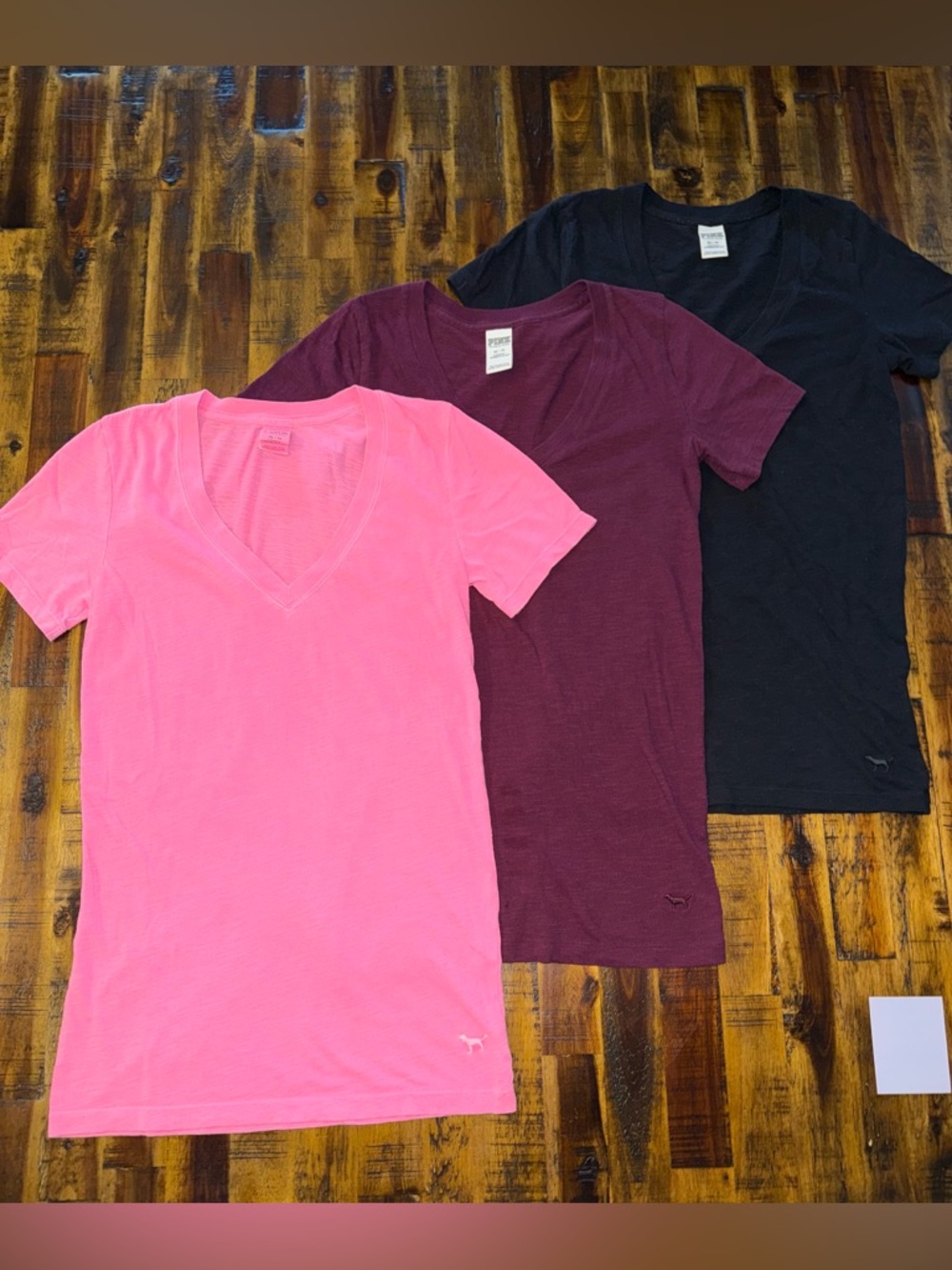 BUNDLE 3 Sleepwear t-shirts by PINK VS women's sz XS black/maroon/pink casual